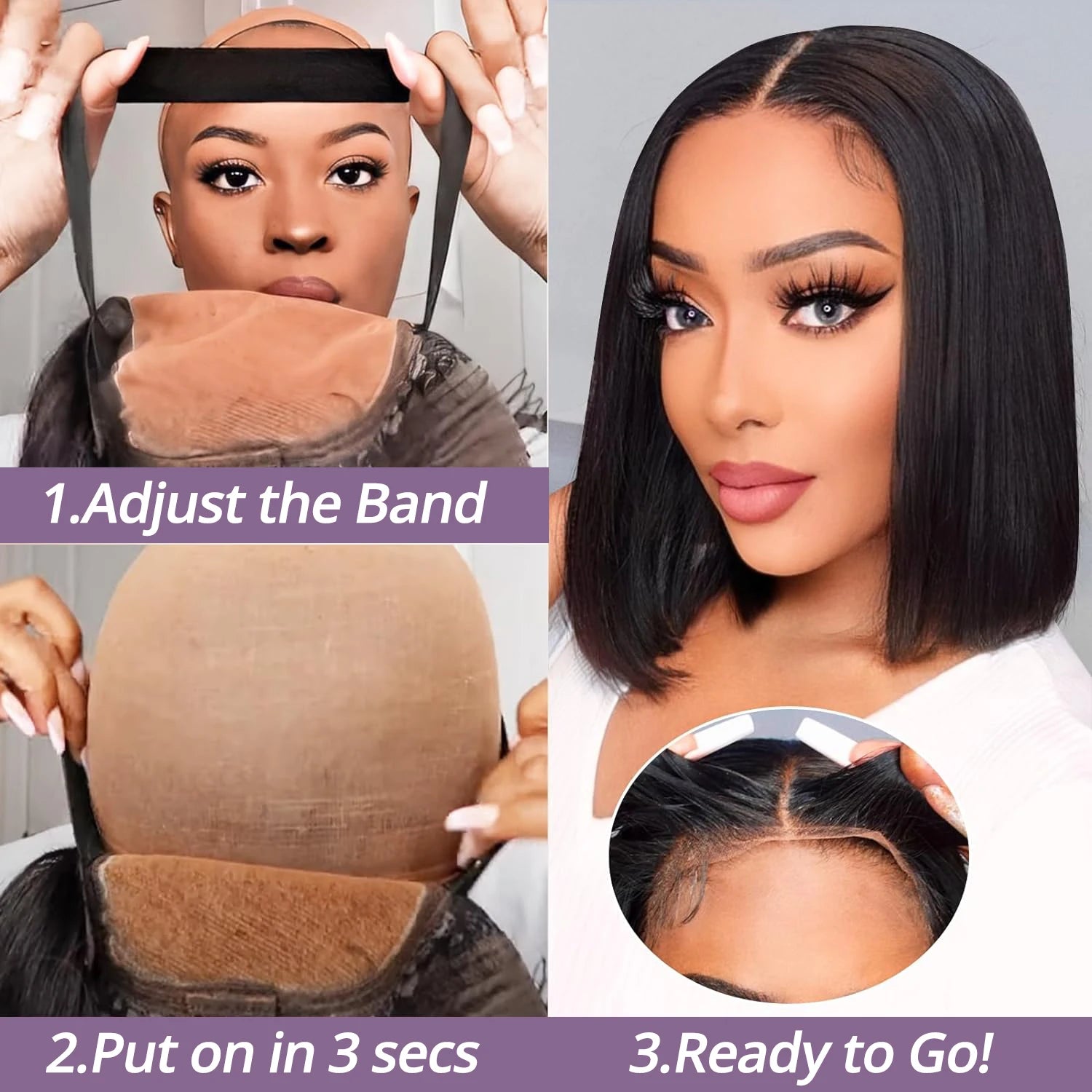Glueless HD Bob Wigs — 7X5 Lace No Glue