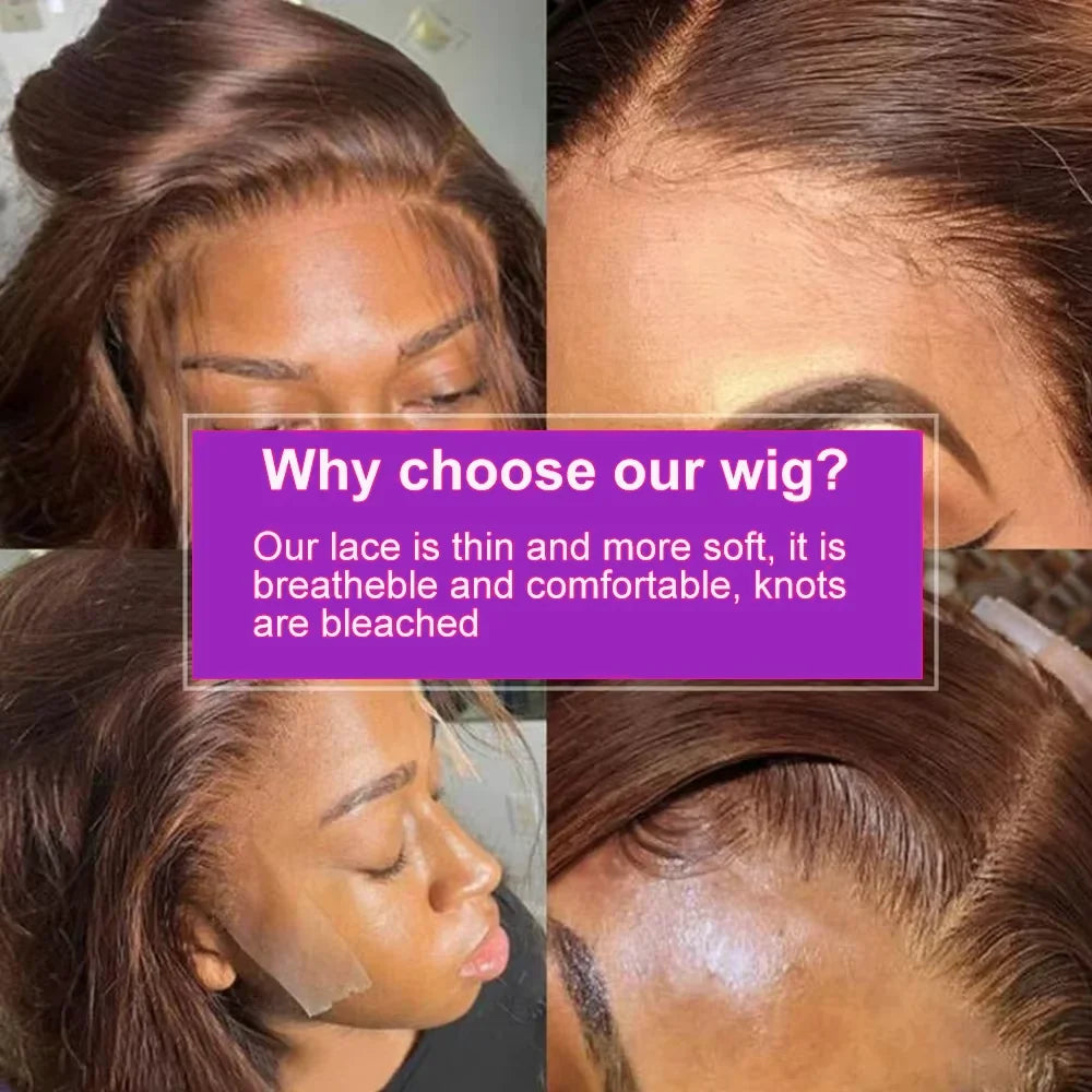 Brown Straight Short Bob Wig — HD Lace Frontal 13x4